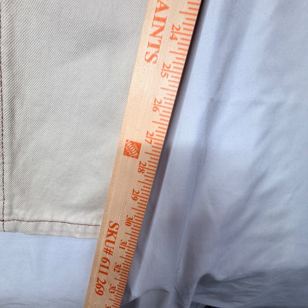 BDG Urban Outfitters Cargo Pants 34 Ivory Contrast Stitch Wide Leg New - Picture 4 of 10